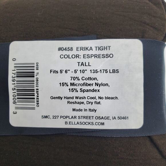 70% Cotton Blend Tights TALL Espresso Brown B.ella Erika Opaque NEW Hosiery Luxe - Picture 4 of 4